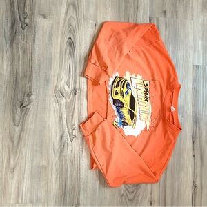 SHEIN Orange Long Sleeve Tee with Sport Car Print